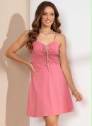Vestido Rosê com Corselet Frontal