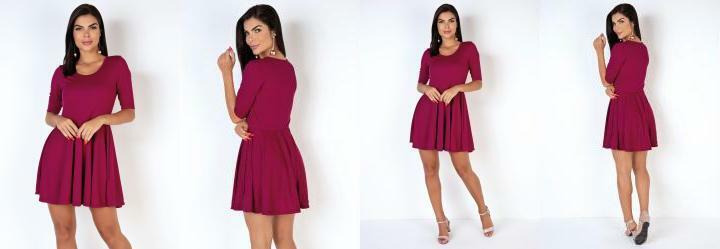 Vestido Vinho God e Mangas 3/4