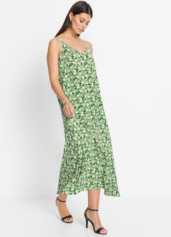Vestido de Alcinha Longuete (Floral Verde)