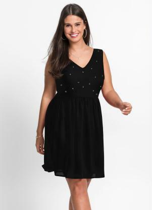 vestido preto bordado com perola