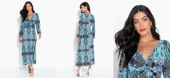 Vestido com Decote N Alongado Mandala_