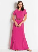 VESTIDO COM RECORTES (FCSIA) MODA EVANGLICA