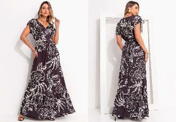 Vestido Floral Pontilhado em Malha Fria