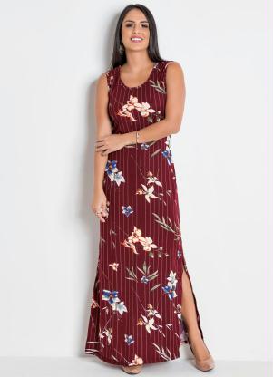 vestido longo com listra na lateral