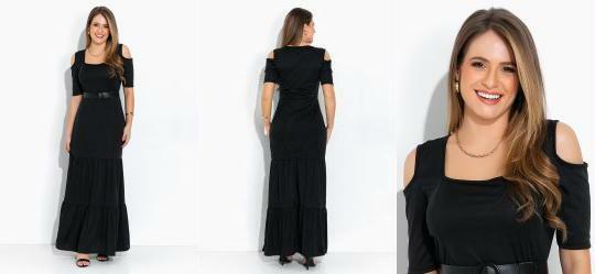 Vestido Preto Ombro Vazado