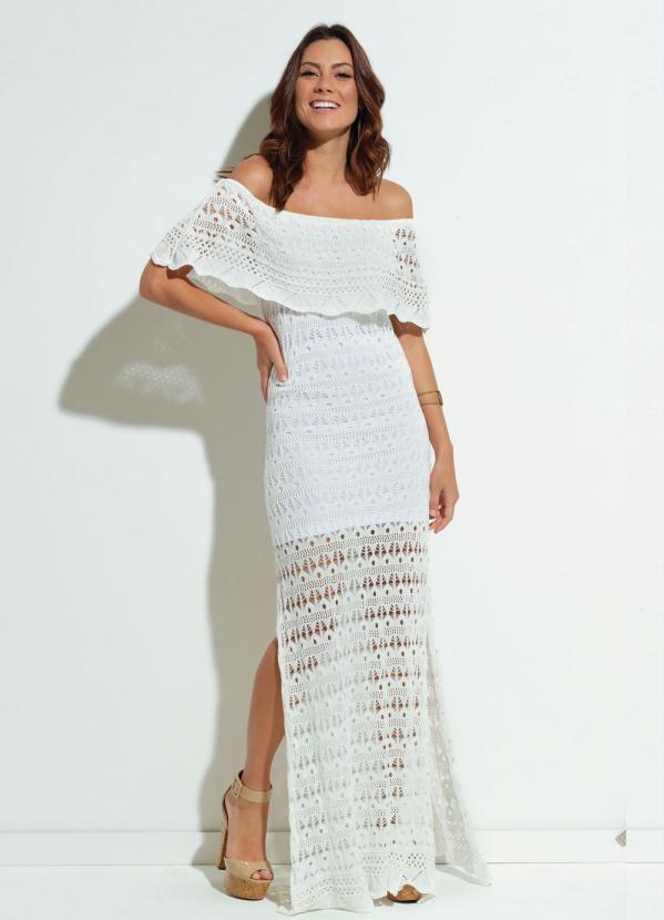 vestido branco longo tricot