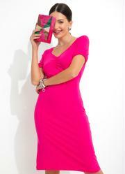 Vestido com Drapedo no Decote Pink