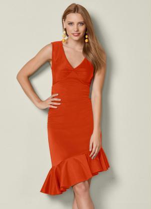 Vestido com Barra Assimtrica (Laranja)