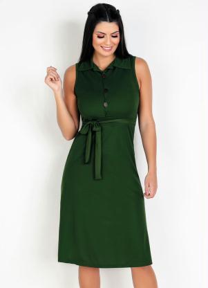 Vestido com Faixa (Verde) Moda Evanglica