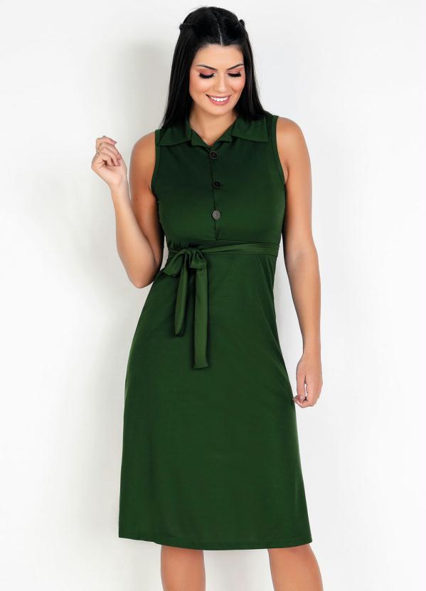 Vestido com Faixa (Verde) Moda Evanglica
