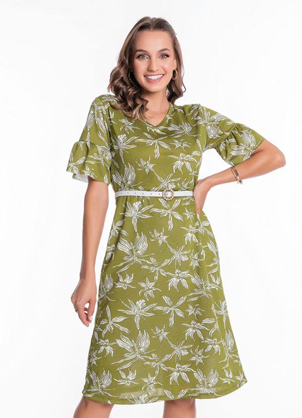 Vestido Evas (Floral Verde) Moda Evanglica