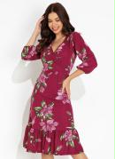 Vestido Floral Prpura com Decote Transpassado