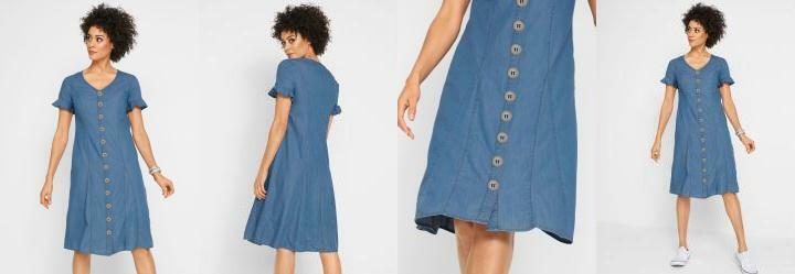 Vestido Jeans com Abotoamento Azul Claro