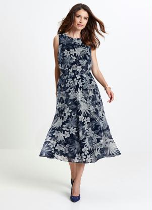 Vestido Midi Estampado (Azul)