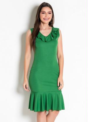 Vestido Moda Evanglica (Verde) com Babados
