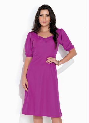 Vestido (Rosa) com Decote Princesa Moda Evanglica