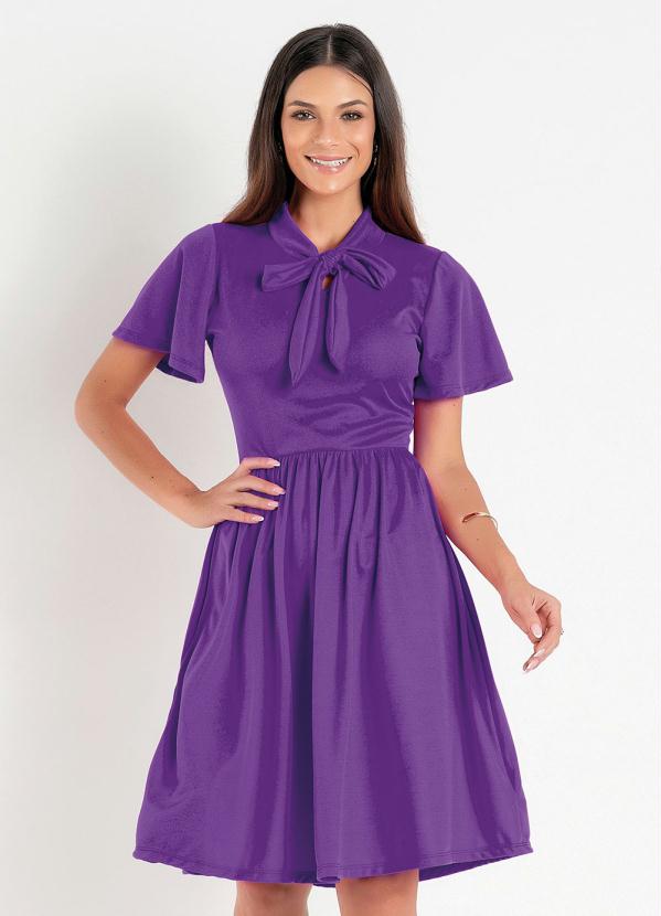 Vestido (Roxo) com Amarrao Moda Evanglica