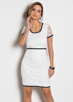 Vestido Tubinho (Branco e Preto) em Renda