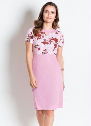 Vestido Tubinho (Rosa e Floral) Moda Evanglica