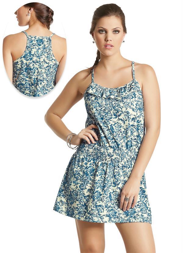 vestido curto de babado
