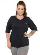 T-Shirt Plus Size Manga 3/4 Preto 