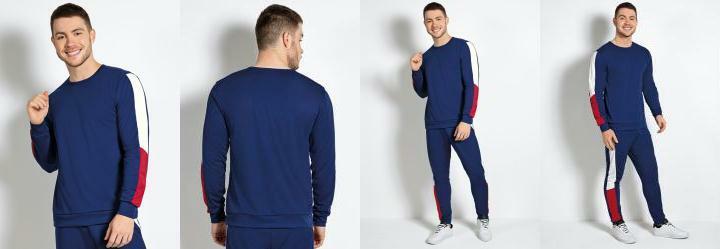 Casaco com Recorte Marinho, Branco e Vermelho