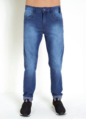 Calça (Jeans) com Cadarço Interno na Lateral