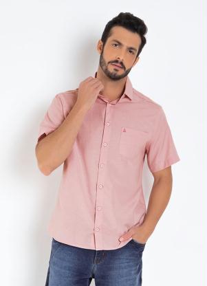 Camisa (Rosa Claro) com Mangas Curtas e Bolso