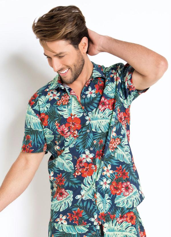 Camisa Tropical Actual em Malha (Floral)