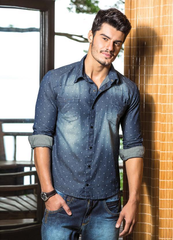 camisa jeans estampada