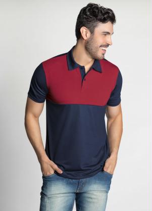 Camisa Polo Bicolor (Vermelho e Marinho)