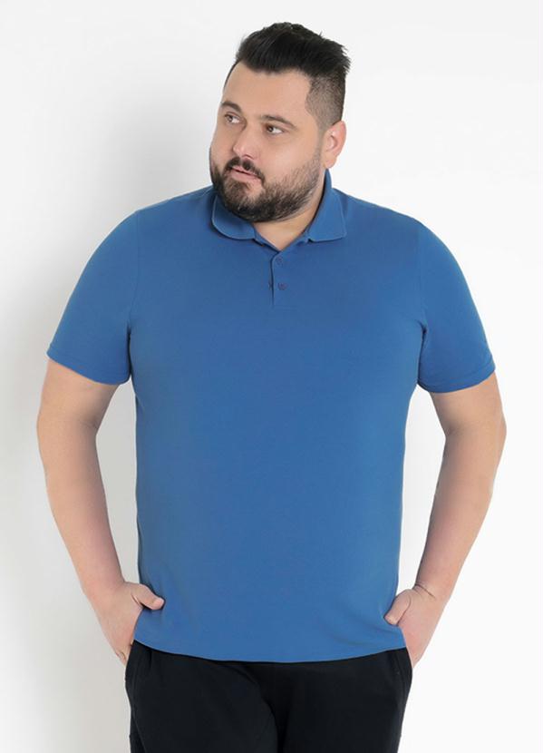 Camisa Polo Masculina (Azul) Plus Size