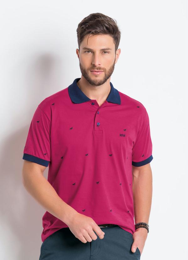 Camisa Polo (Pink e Marinho) em Algodo