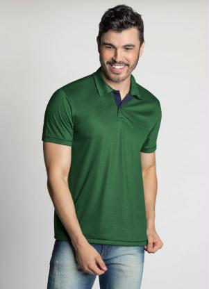 Camisa Polo (Verde) com Cor Contrastante na Gola