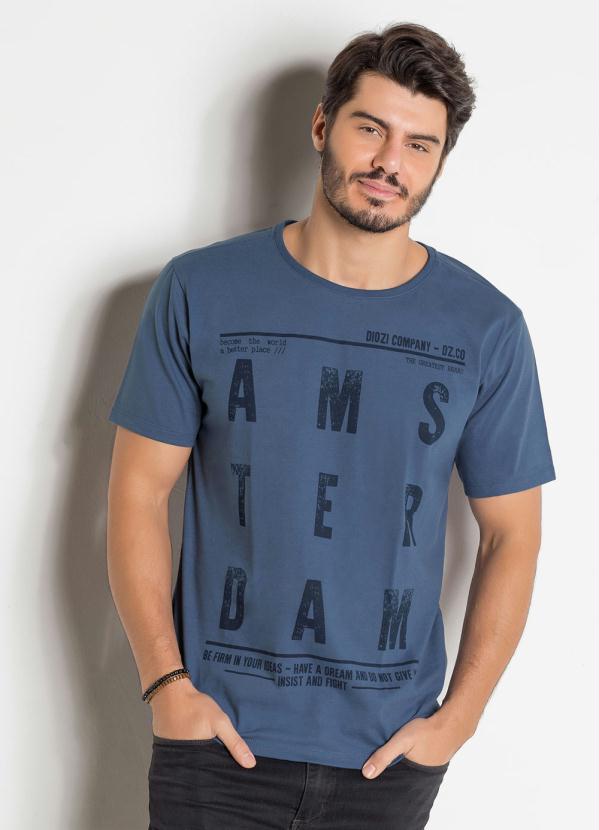 Camiseta (Azul) com Estampa Frontal Amsterdam