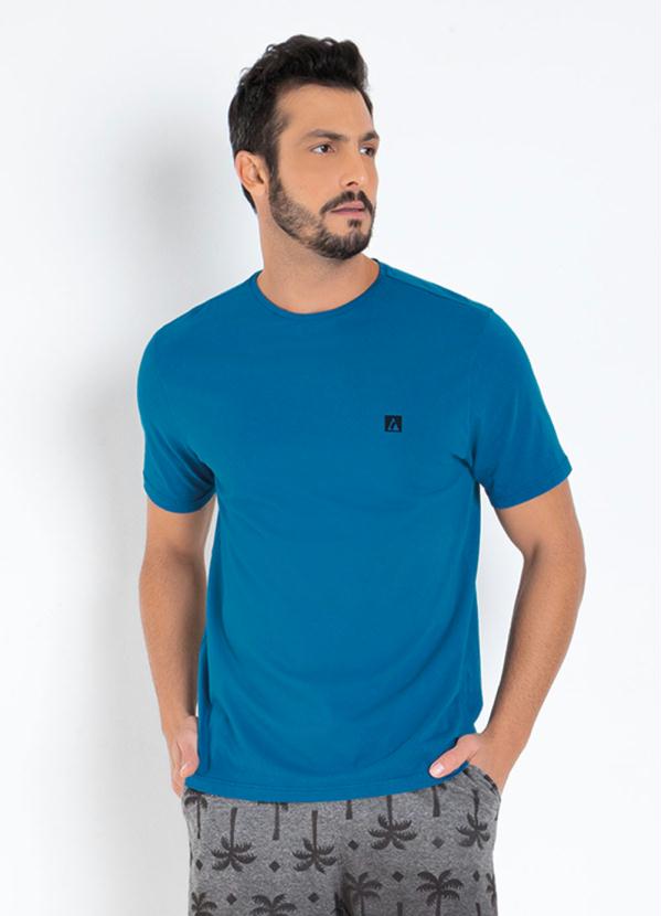 Camiseta (Azul) com Mangas Curtas