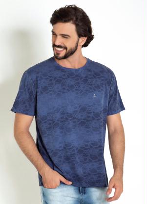 Camiseta (Azul) com Tie Dye em Renda