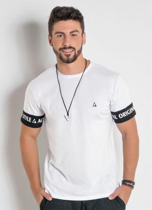 Camiseta (Branca) com Estampa Costas e Mangas