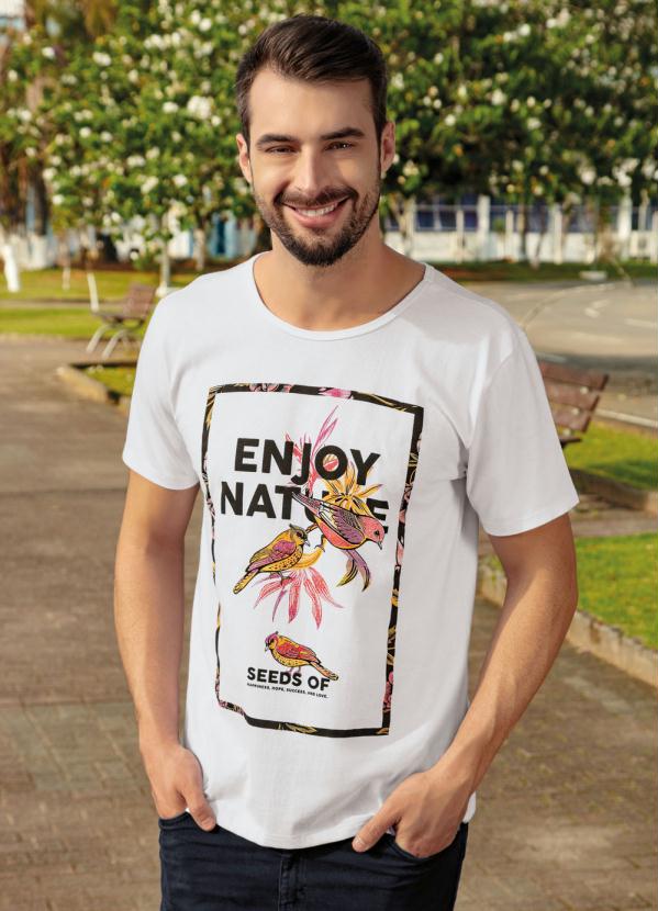 Camiseta com Estampa de Passaros (Branca)