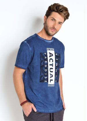 Camiseta com Estampa Tropical California (Azul)