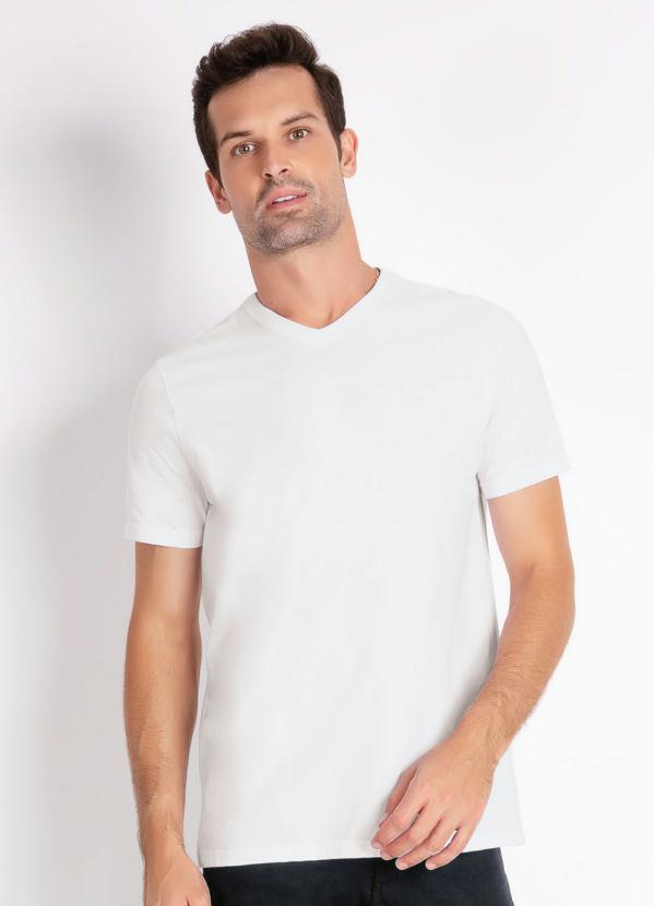 Camiseta Masculina (Branca) com Decote V