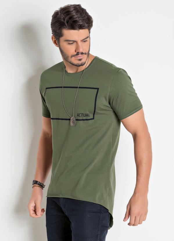 Camiseta Mullet com Abertura (Verde Militar)