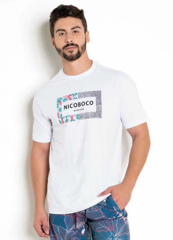 Camiseta Nicoboco Estampa Tropical (Branca)