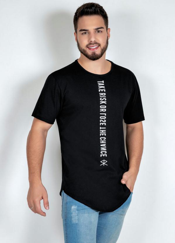 Camiseta (Preta) com Corte a Fio
