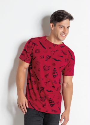 Camiseta (Vermelha) Estampada com Manga Curta