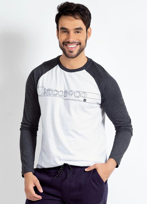 Camiseta Nicoboco (Branca e Mescla) com Estampa