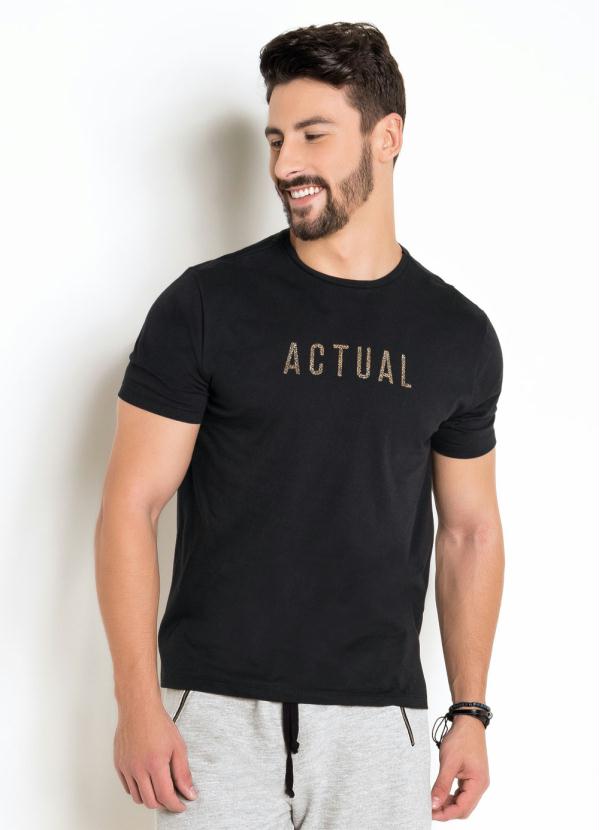 Camiseta (Preta) com Estampa Actual Animal Print