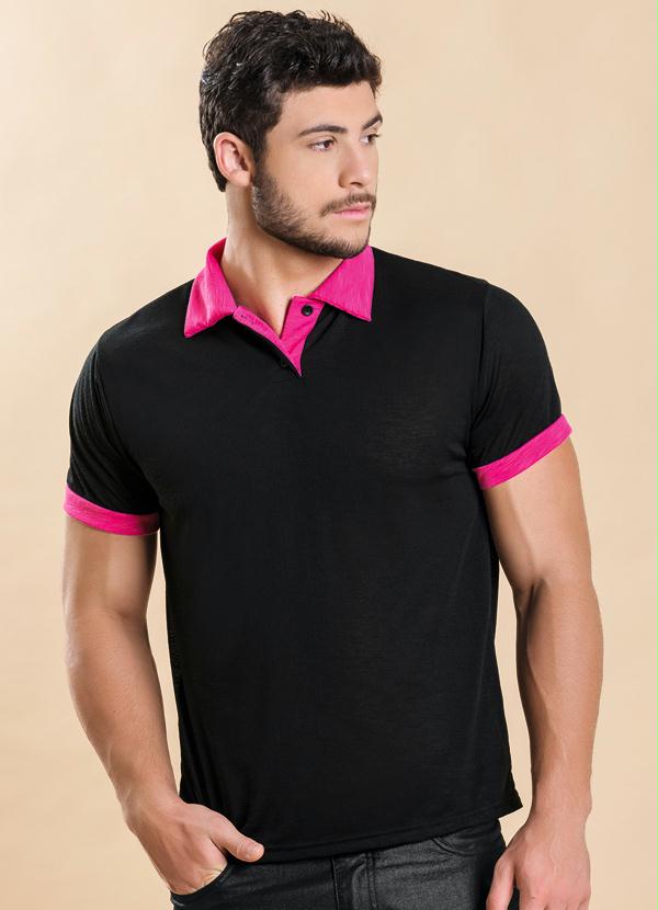 Camisa Polo (Preto e Pink)