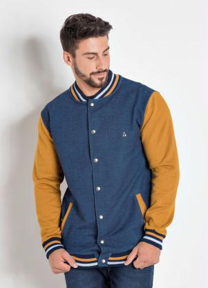 jaqueta college azul e amarelo