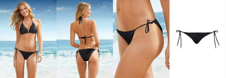 Calcinha Biquni Preta com Amarrado nas Laterais